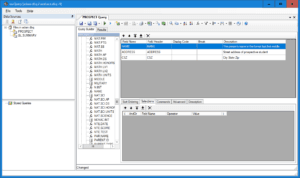 Database query builder interface with fields: Name, Address, and CSZ. Descriptions for data selection.