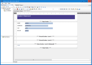 Student statement template in database query editor displaying placeholders for name, address, and major.