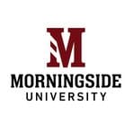 Morningside University logo featuring a bold maroon M above the university name in black text on a white background.